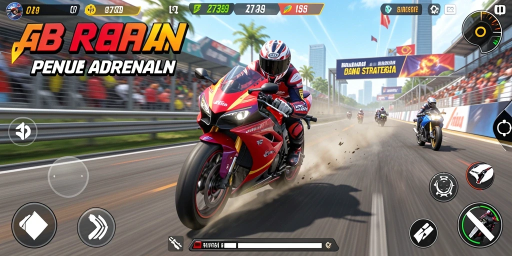 Gameplay menegangkan dalam balapan motor yang penuh aksi.