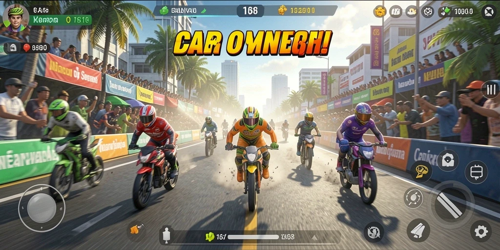 Tangkapan layar gameplay balapan CANVA168 yang mendebarkan.