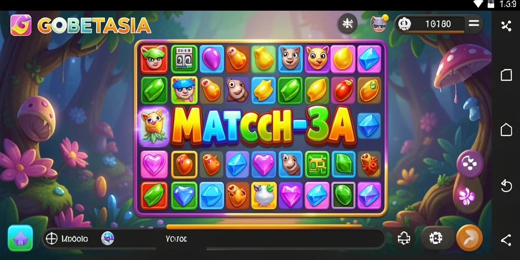 Tampilan gameplay seru dari GOBETASIA saat mencocokkan elemen.