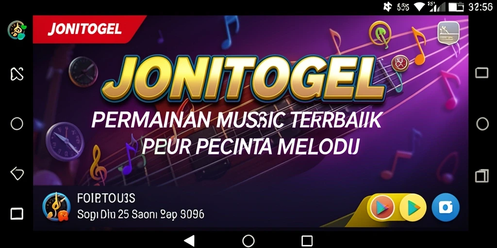 Screenshot utama JONITOGEL menampilkan gameplay musik yang seru.