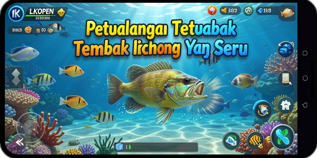 Tampilan utama gameplay LKOPEN saat menembak ikan.