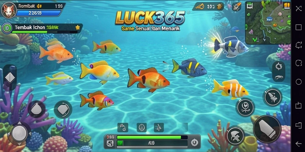 Tampilan gameplay seru LUCK365 saat menembak ikan.