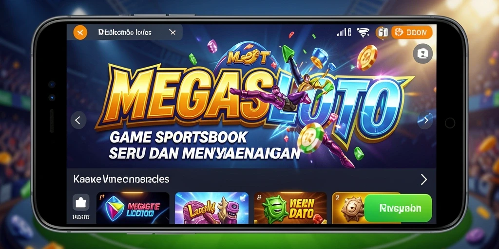Tangkapan layar gameplay MEGASLOTO dengan tampilan sportsbook yang menarik.
