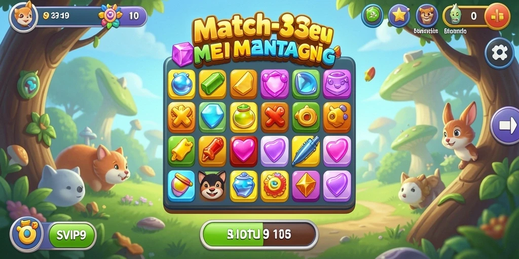 Tampilan gameplay menarik dari SVIP9 dengan elemen Match-3.